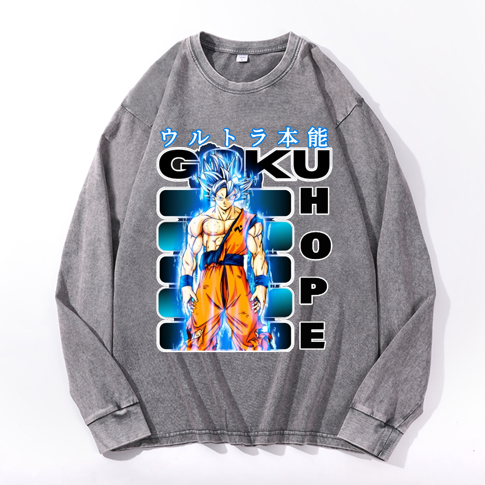 Goku Son Vintage Cotton Wash Long-sleeve T-shirt