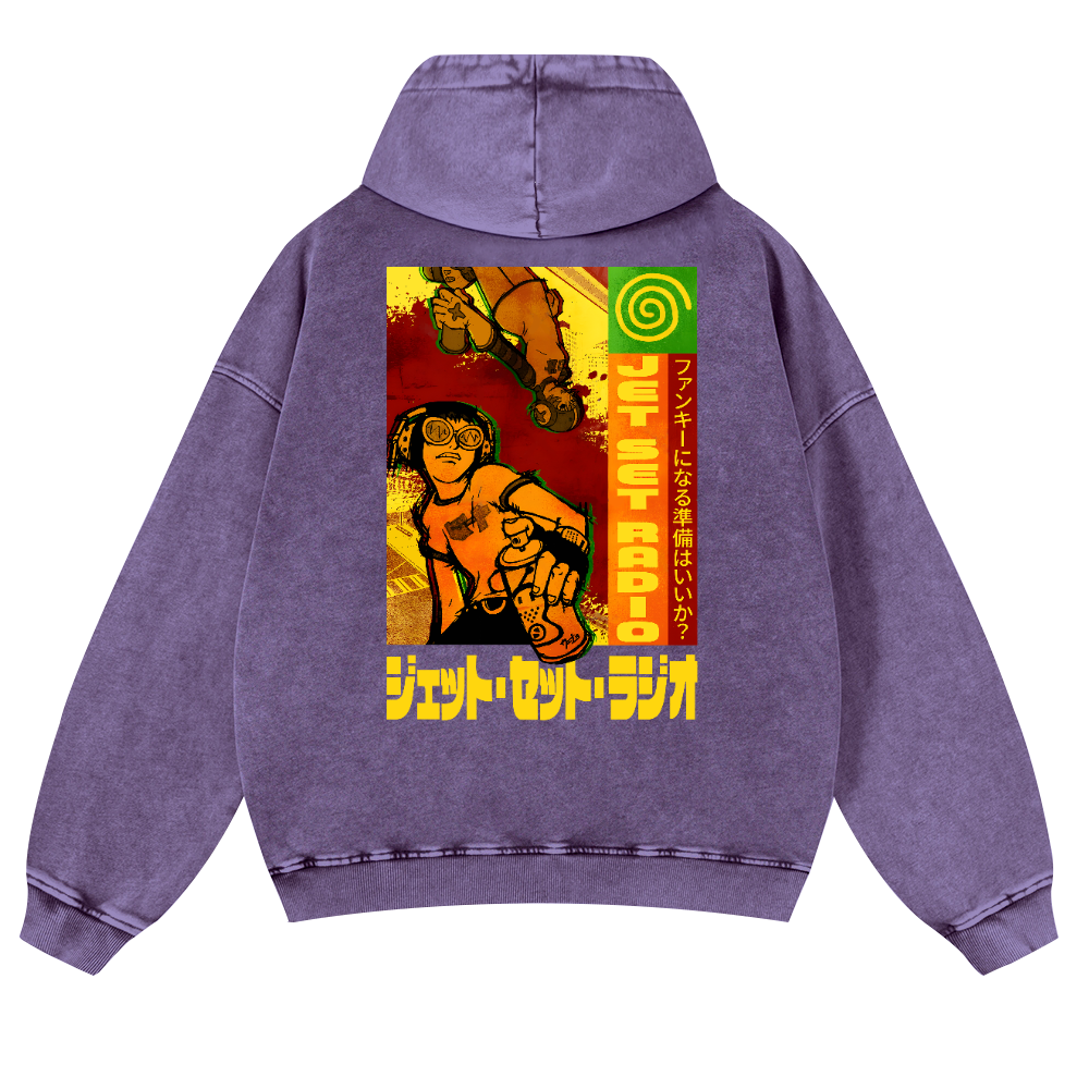 Jet Set Radio Vintage Washed Cotton Back Art Hoodie
