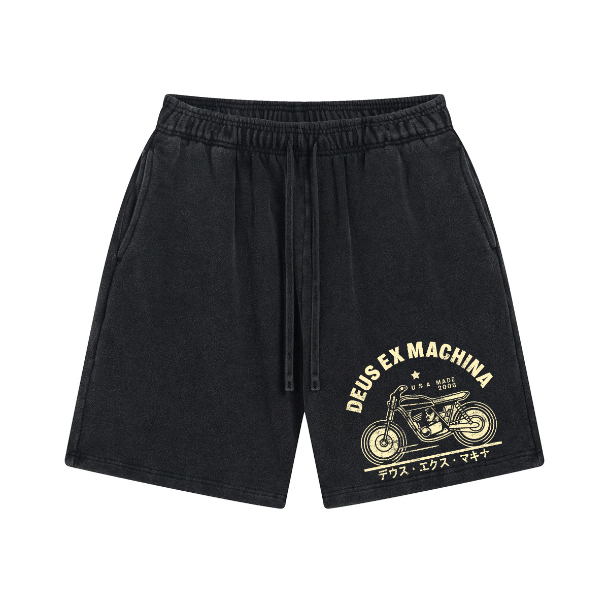 Deus Ex Machina Motorcycle Bike Vintage Pure Thick Cotton Shorts