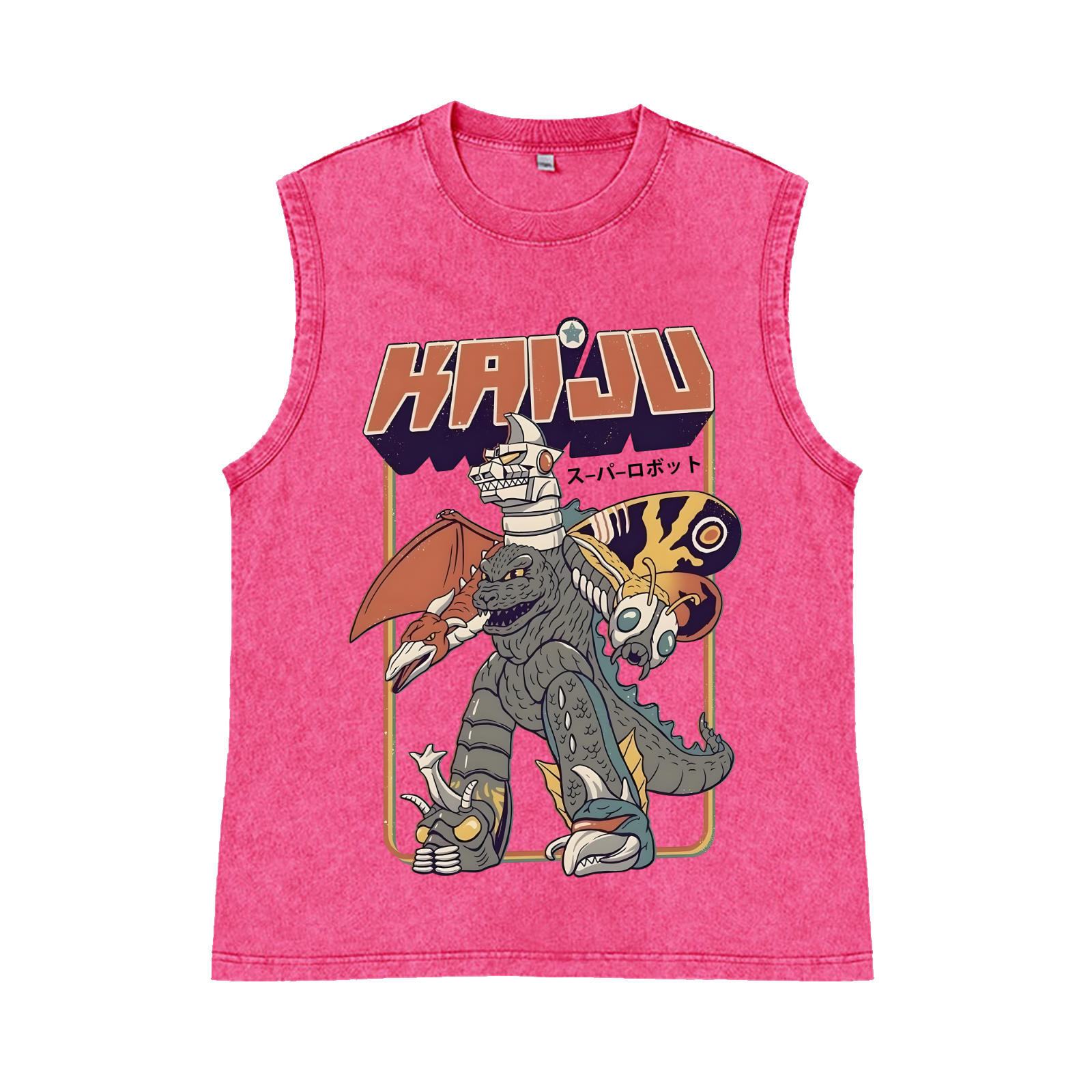 Kaiju Monster Pure Cotton Wash-Dyed Sleeveless Tank Top