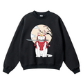 Cat Samurai Vintage Cotton Blend Crewneck Sweatshirt