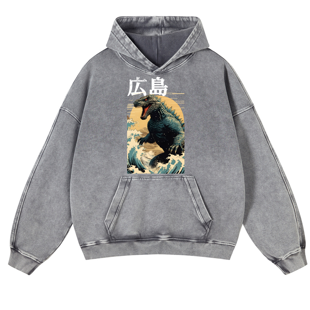 Hiroshima Kaiju Vintage Washed Thick Cotton Hoodie