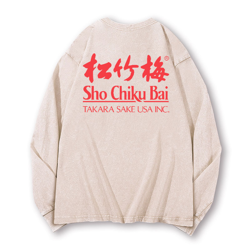 Sho Chiku Bai Vintage Washed Cotton Back Art Long-sleeve T-shirt