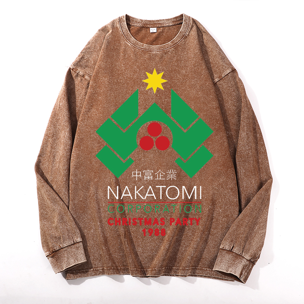 Vintage Cotton Wash Crewneck Long-Sleeve T-Shirt