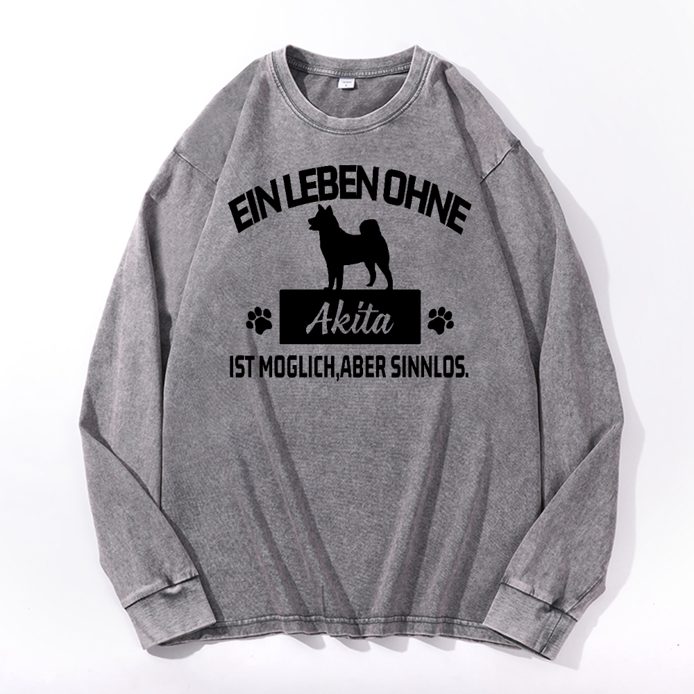 Akita Vintage Cotton Wash Crewneck Long-Sleeve T-Shirt