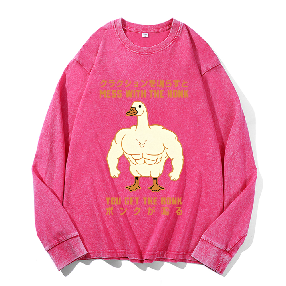 Vintage Cotton Wash Crewneck Long-Sleeve T-Shirt