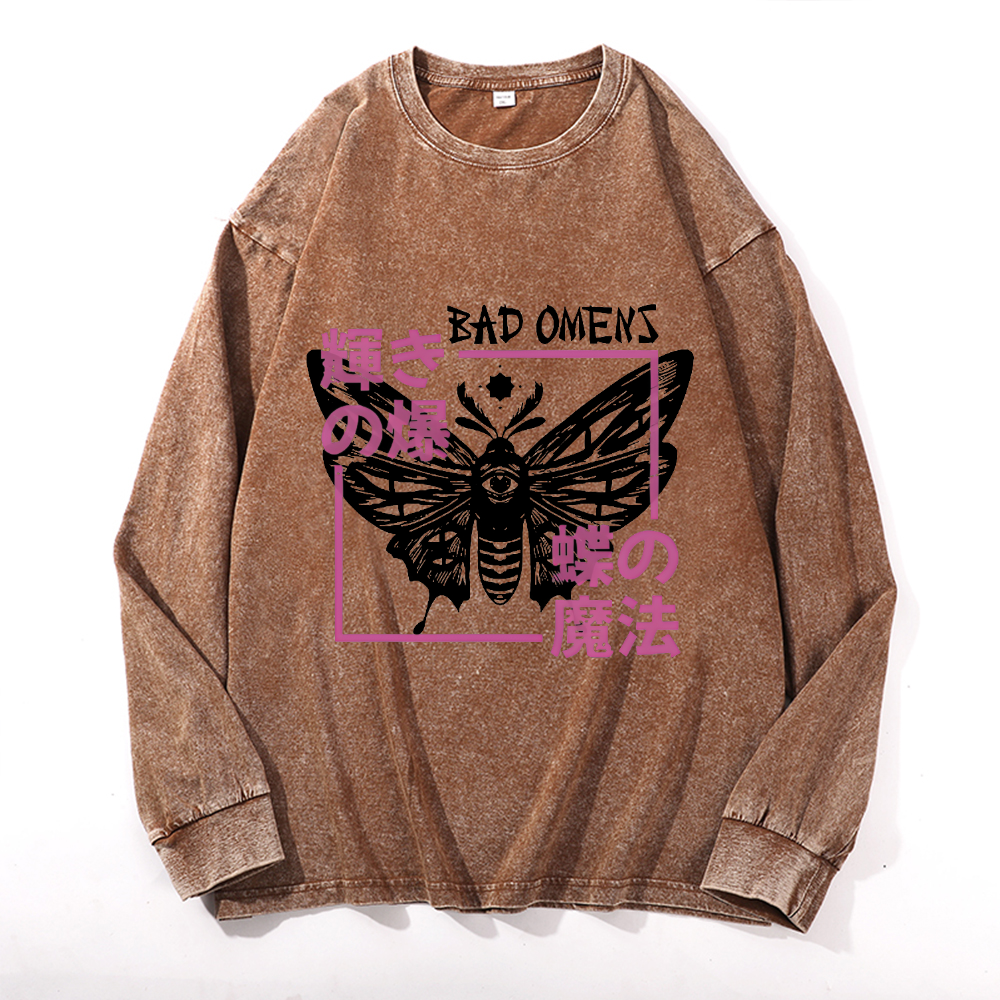 Vintage Cotton Wash Crewneck Long-Sleeve T-Shirt