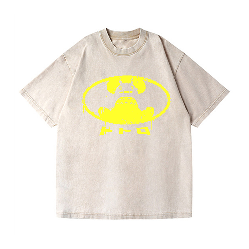 Ghibli Totoro Batman Vintage Wash Japanese Design T-Shirt
