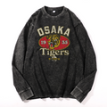 Osaka Tigers Vintage Cotton Wash Crewneck Long-Sleeve T-Shirt