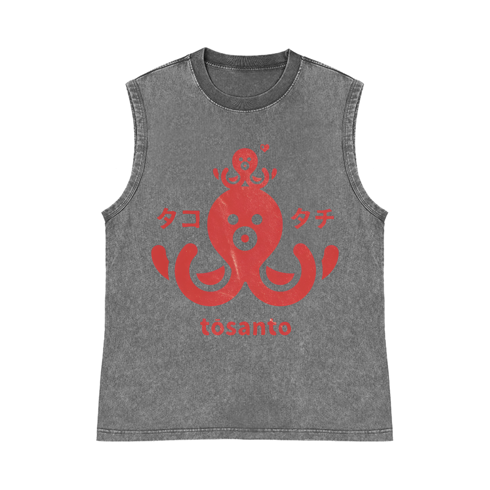 Octopus Pure Cotton Wash-Dyed Sleeveless Tank Top