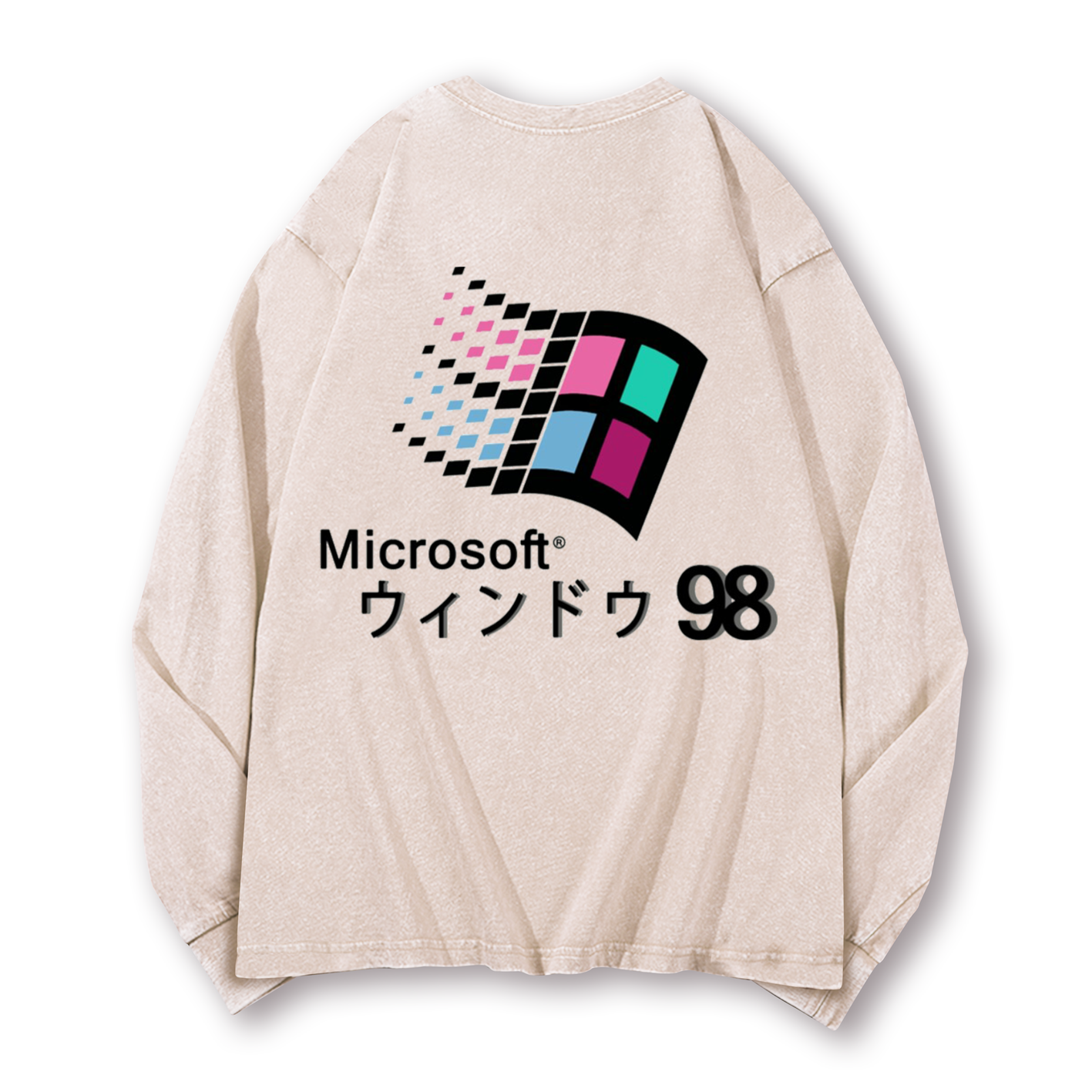 Microsoft Windows 98 Vintage Washed Cotton Back Art Long-sleeve T-shirt