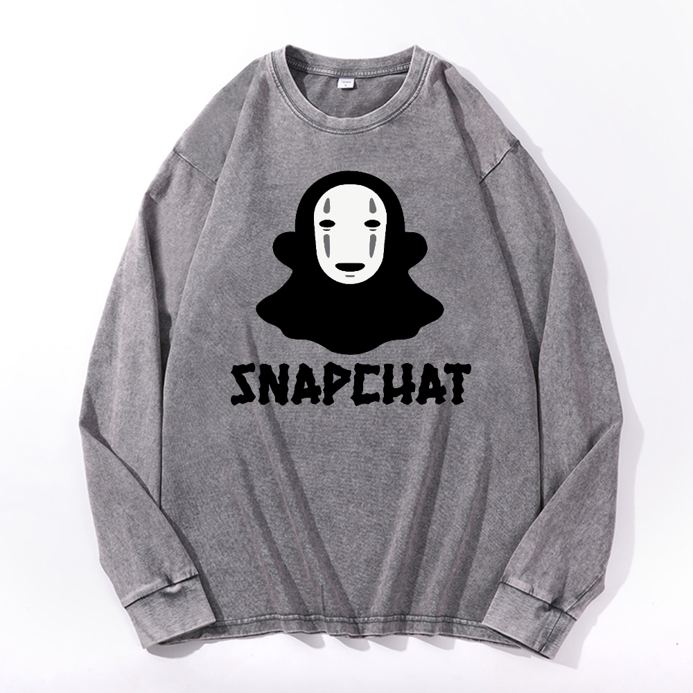 Snapchat Vintage Cotton Wash Long-sleeve T-shirt