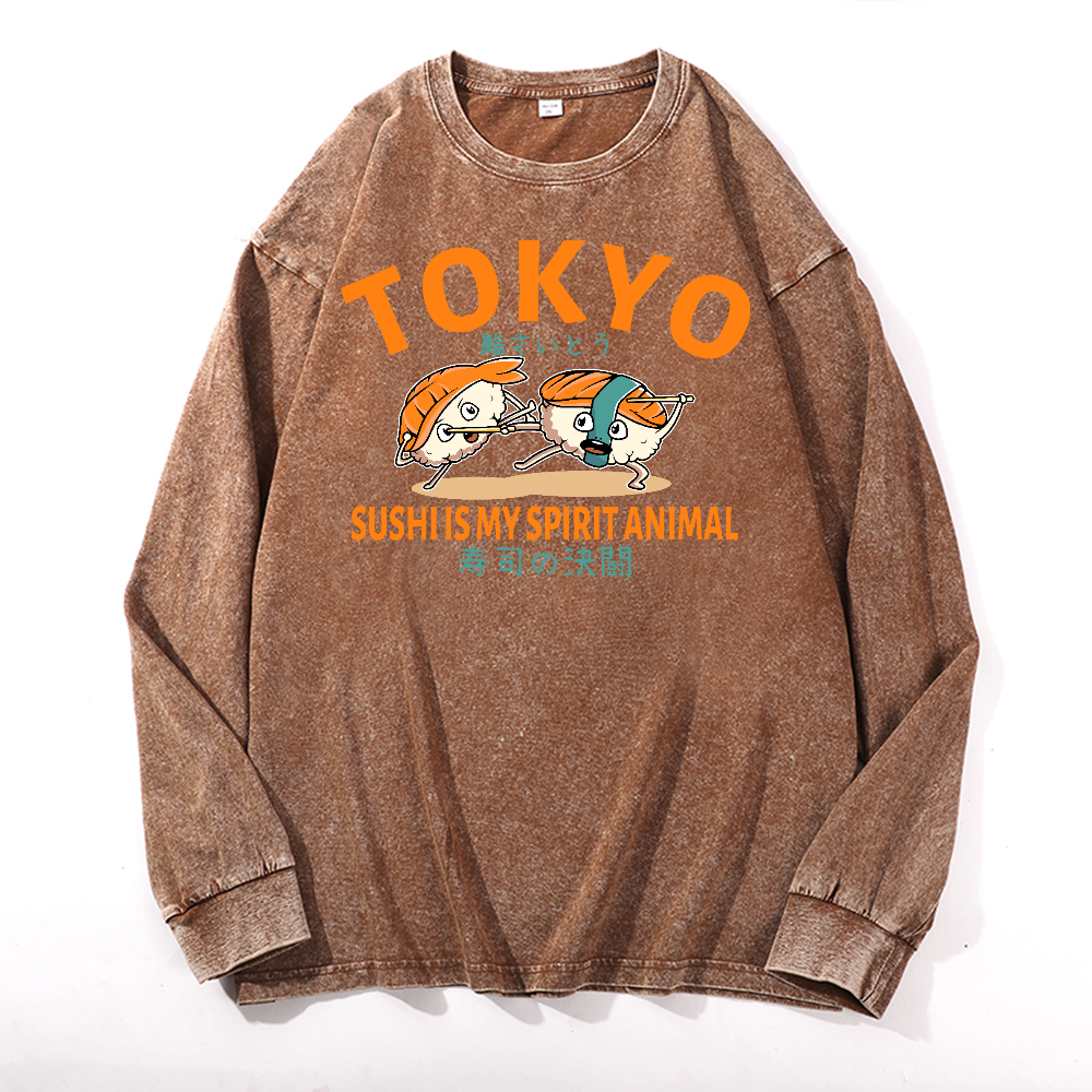 Sushi Vintage Cotton Wash Crewneck Sweatshirt