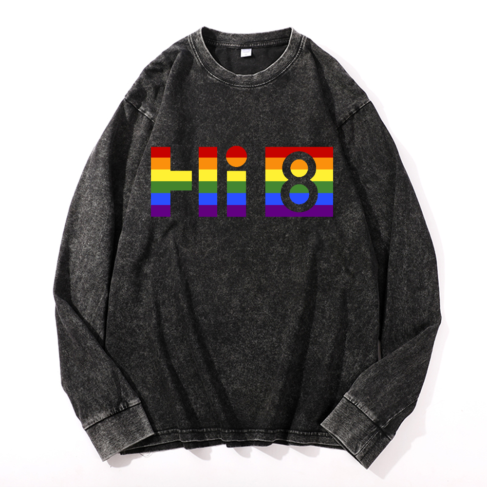 Sony Hi 8 Vintage Cotton Wash Crewneck Long-Sleeve T-Shirt