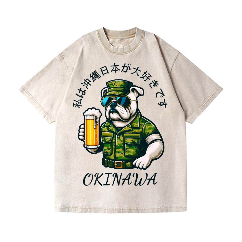 Okinawa Dog Vintage Wash Japanese Design T-Shirt