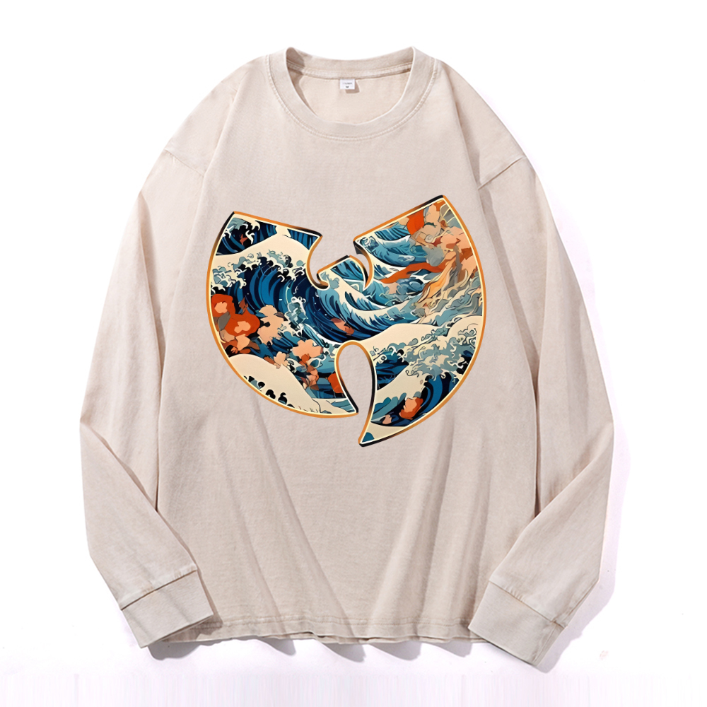 Vintage Cotton Wash Crewneck Long-Sleeve T-Shirt