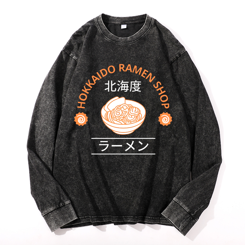 Vintage Cotton Wash Crewneck Long-Sleeve T-Shirt