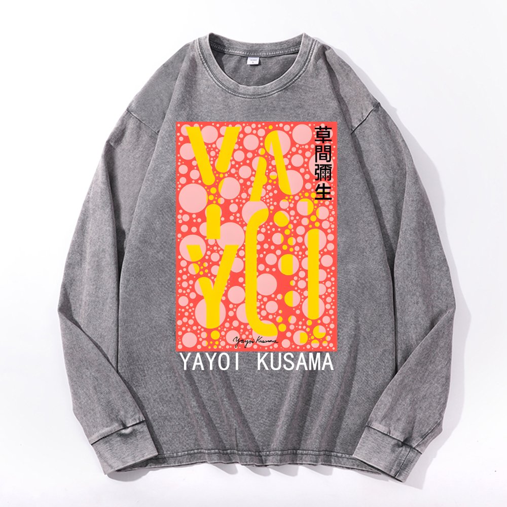 Yayoi Kusama Vintage Cotton Wash Crewneck Long-Sleeve T-Shirt