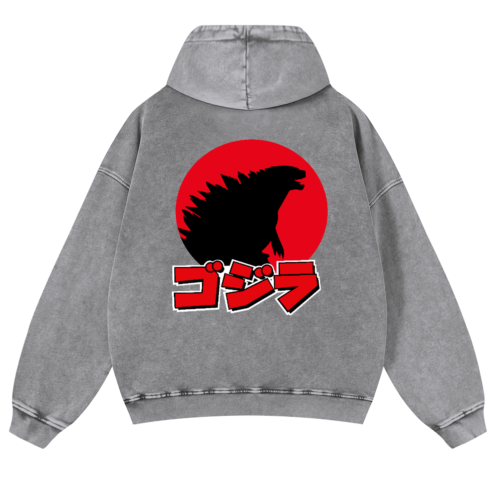 Kaiju Vintage Washed Cotton Back Art Hoodie