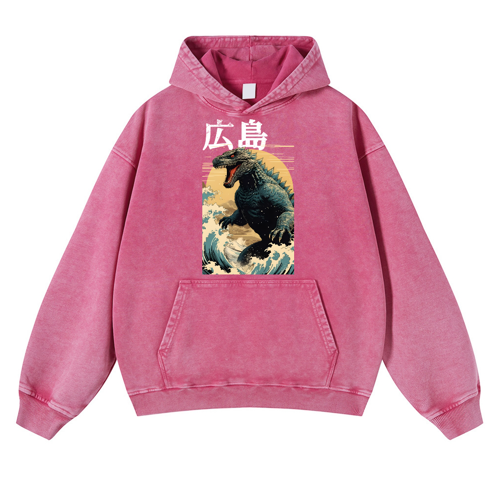 Hiroshima Kaiju Vintage Washed Thick Cotton Hoodie