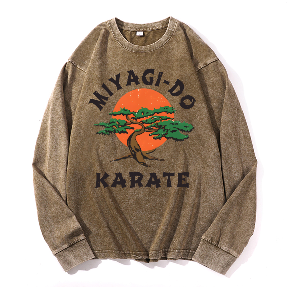 Miyagi-do Karate Vintage Cotton Wash Crewneck Long-Sleeve T-Shirt