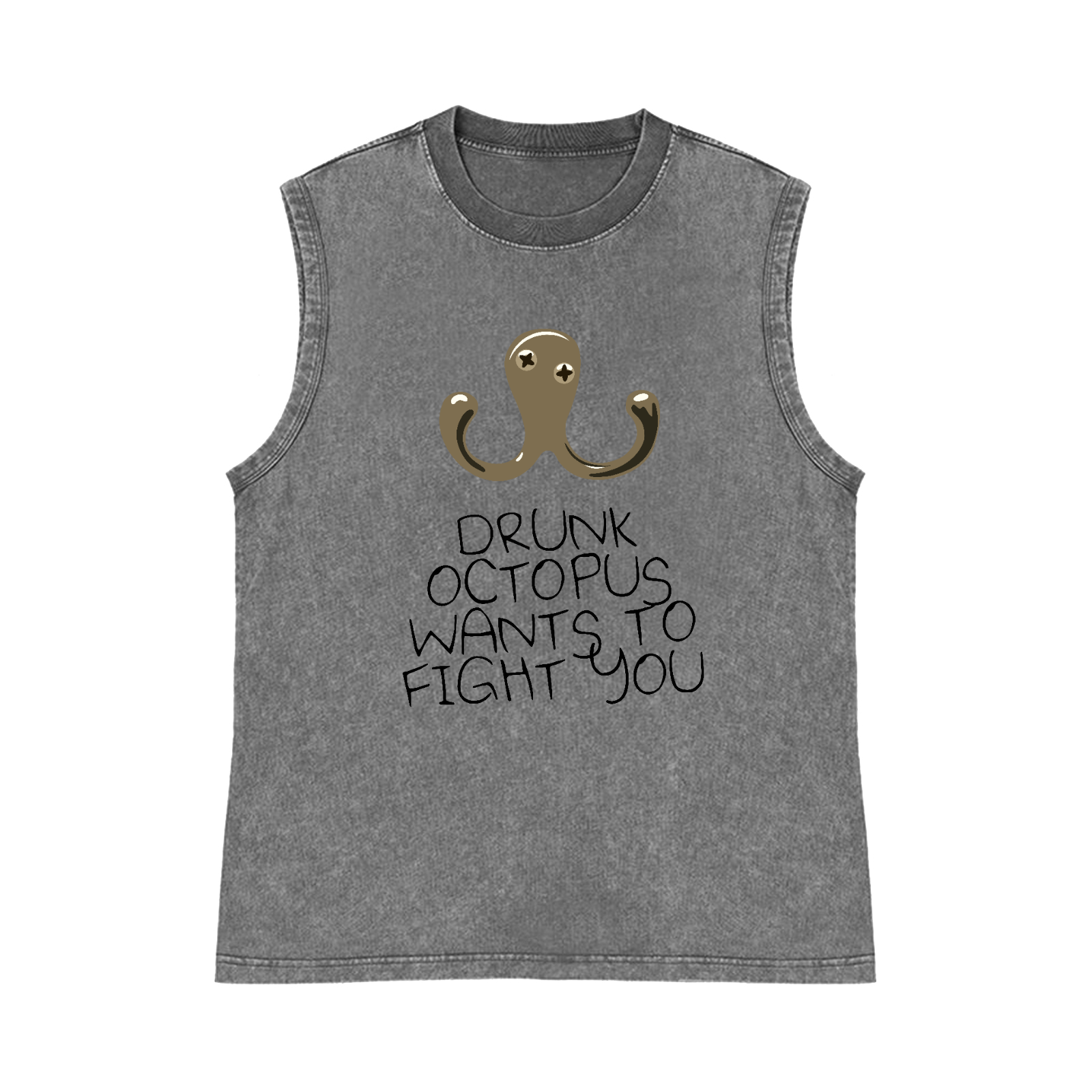 Drunken Octopus Pure Cotton Wash-Dyed Sleeveless Tank Top
