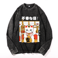 Unlucky Day Vintage Cotton Wash Crewneck Long-Sleeve T-Shirt