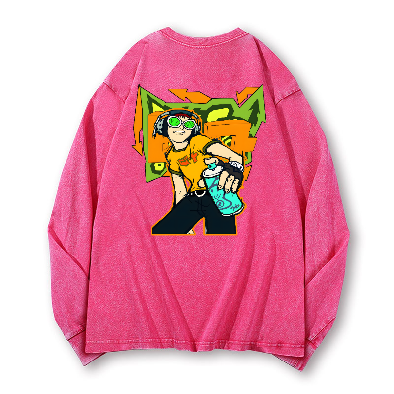 Jet Set Radio Vintage Washed Cotton Back Art Long-sleeve T-shirt
