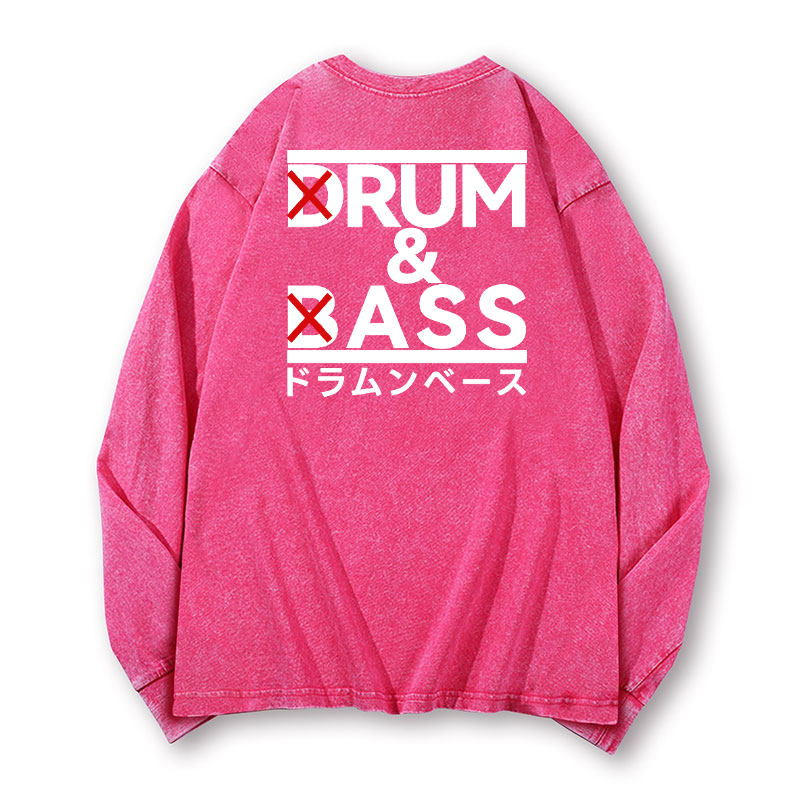 Drum and Bass Vintage Washed Cotton Back Art Long-sleeve T-shirt