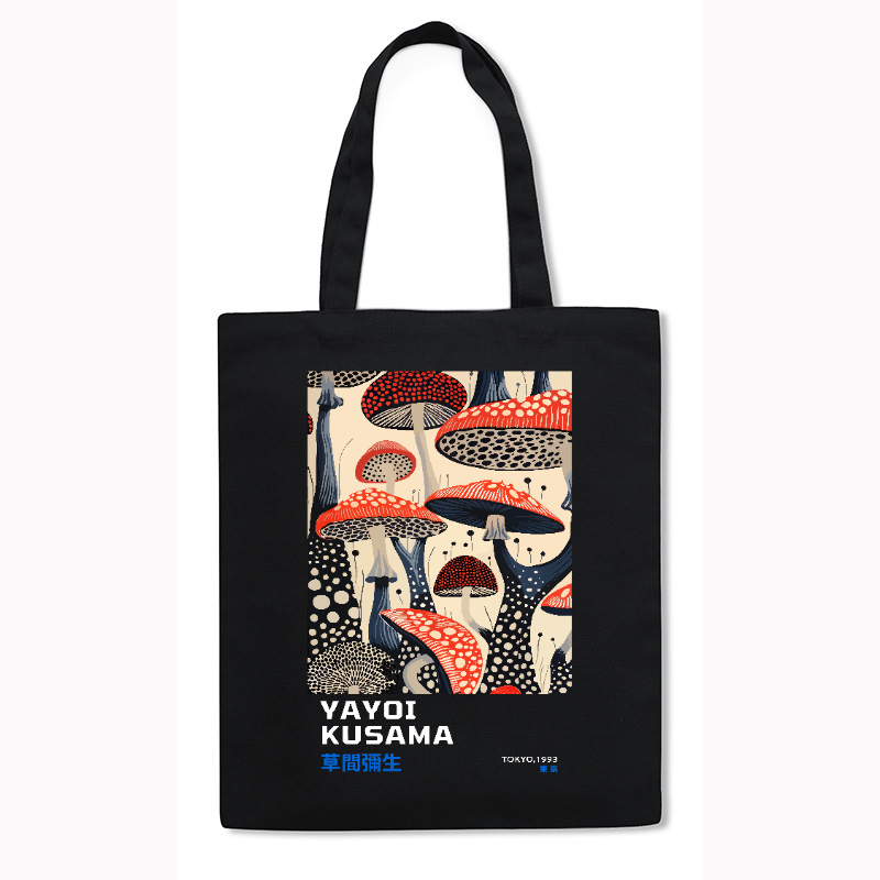 Yayoi Kusama Mushroom Japanese Style Canvas Tote Bag