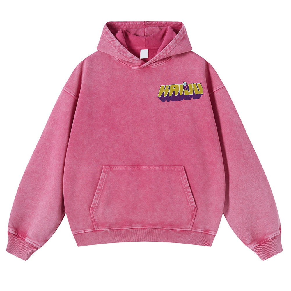 Kaiju Monster Vintage Washed Cotton Back Art Hoodie