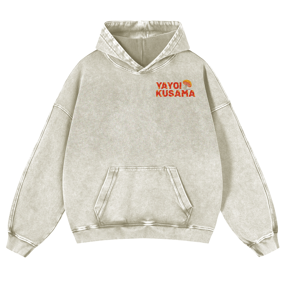 Yayoi Kusama Mushroom Vintage Washed Cotton Back Art Hoodie