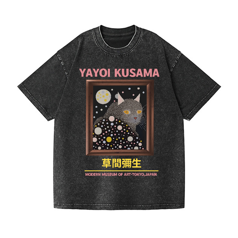 Yayoi Kusama Cat Vintage Wash Japanese Design T-Shirt