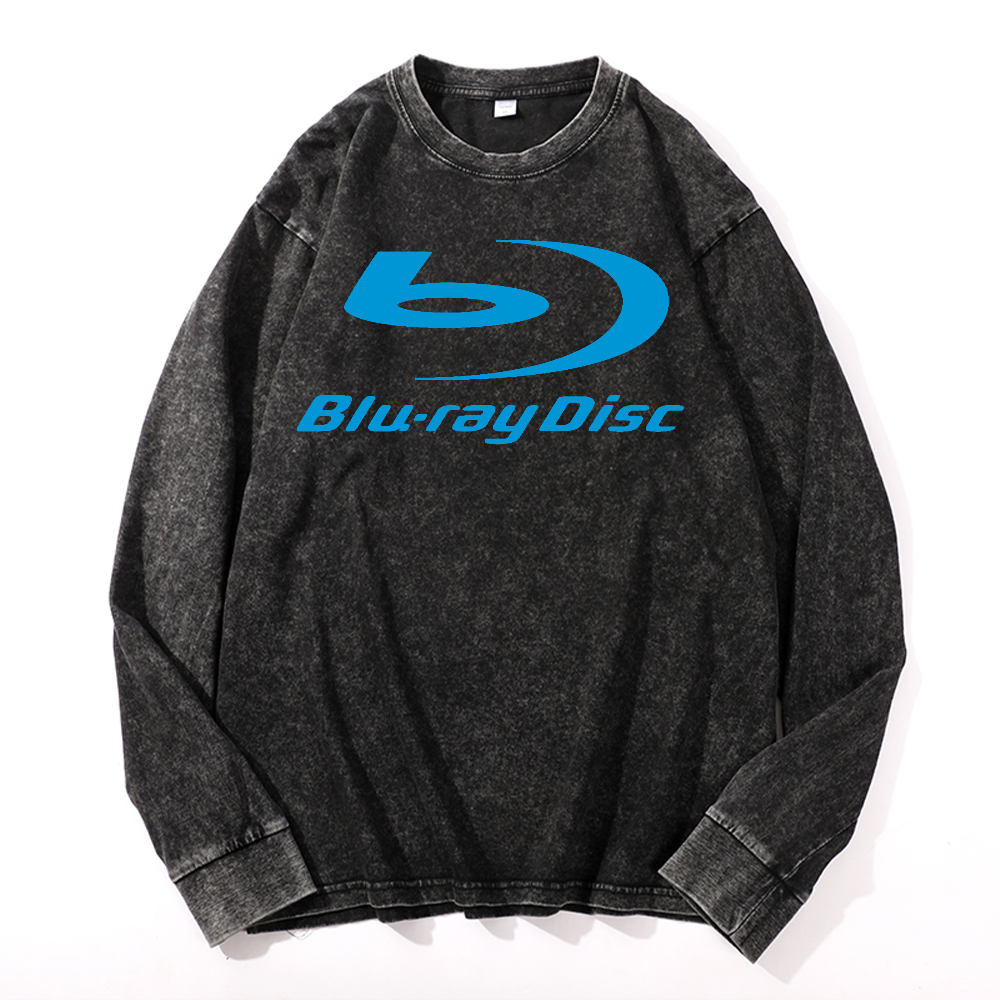 Sony Blu-ray Disc Vintage Cotton Wash Crewneck Long-Sleeve T-Shirt