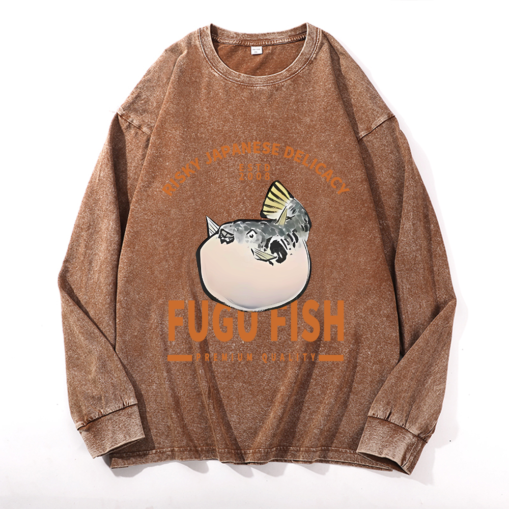 Vintage Cotton Wash Crewneck Long-Sleeve T-Shirt