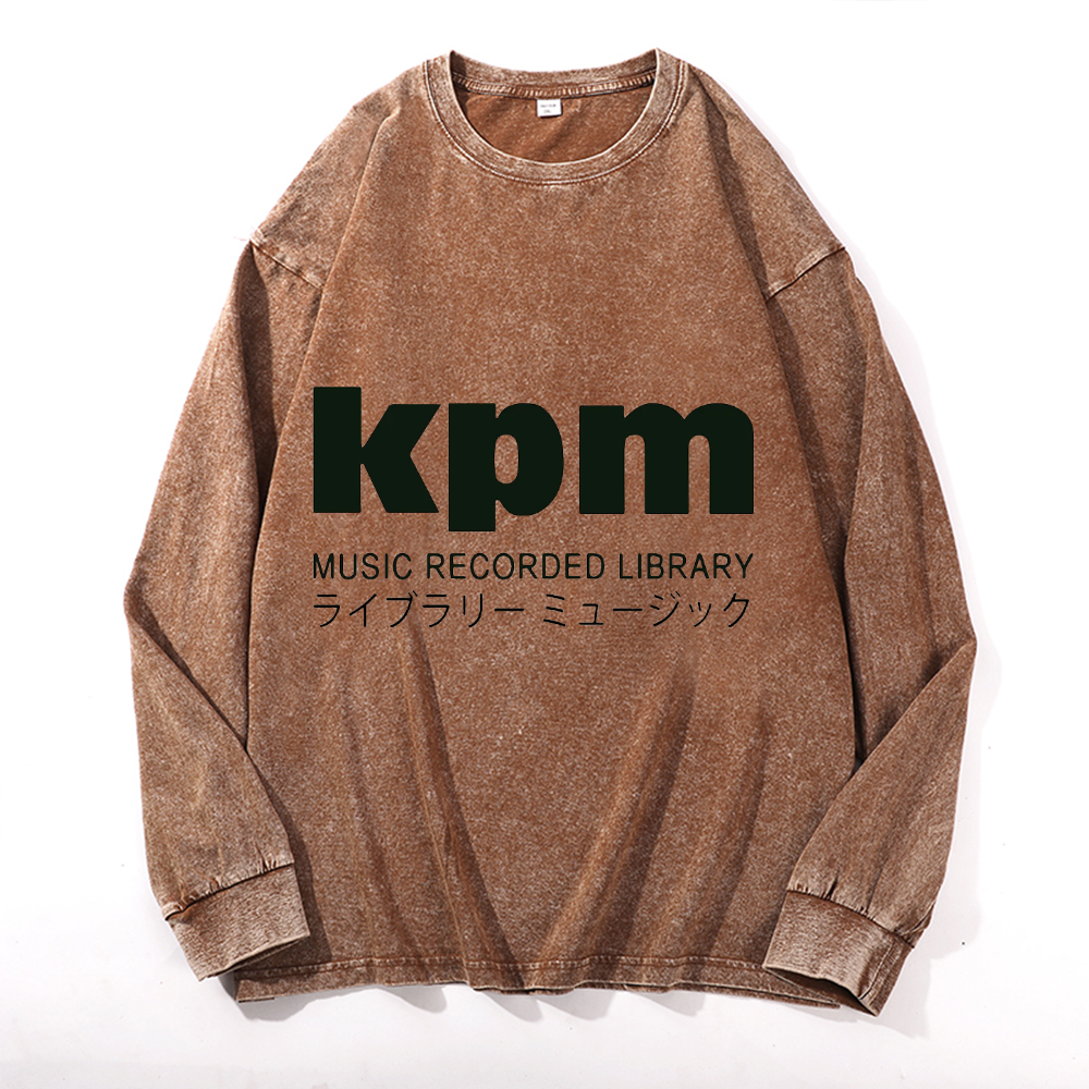 KPM Music Recorded Library Vintage Cotton Wash Crewneck Long-Sleeve T-Shirt