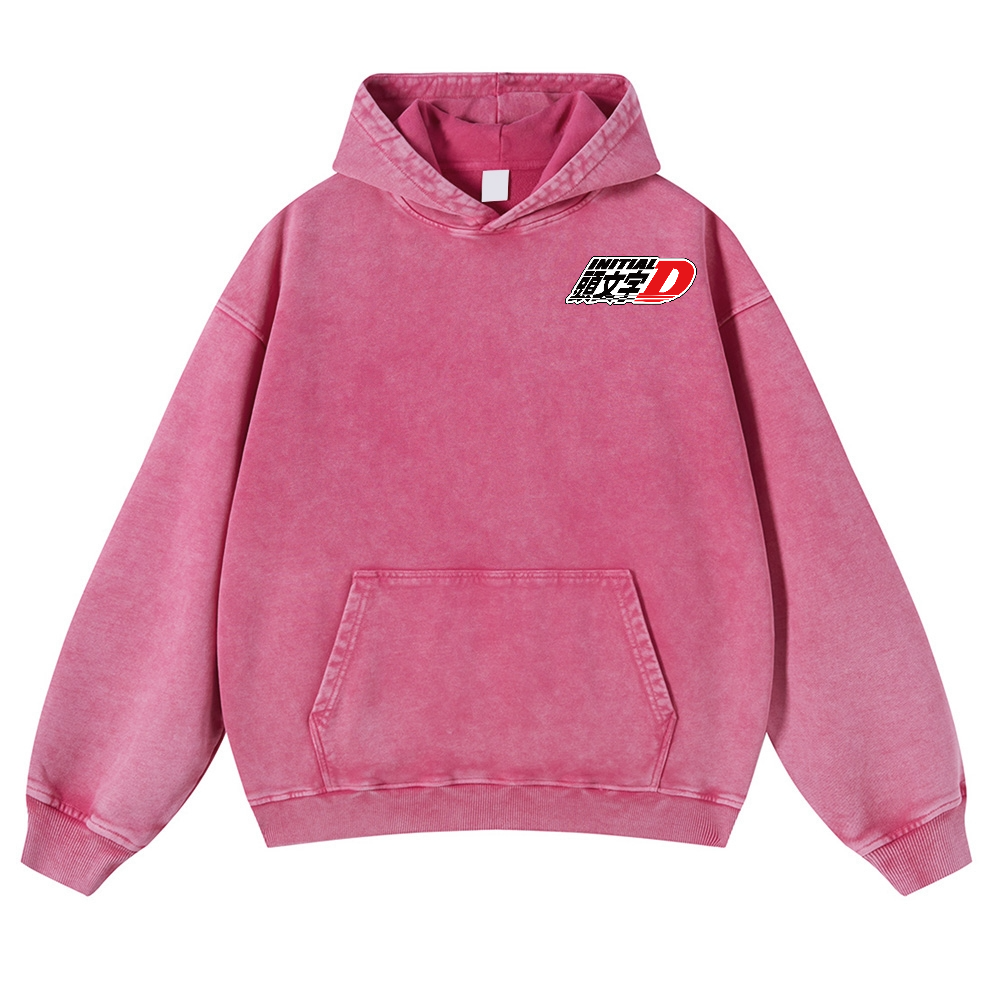 Initial D Vintage Washed Cotton Back Art Hoodie