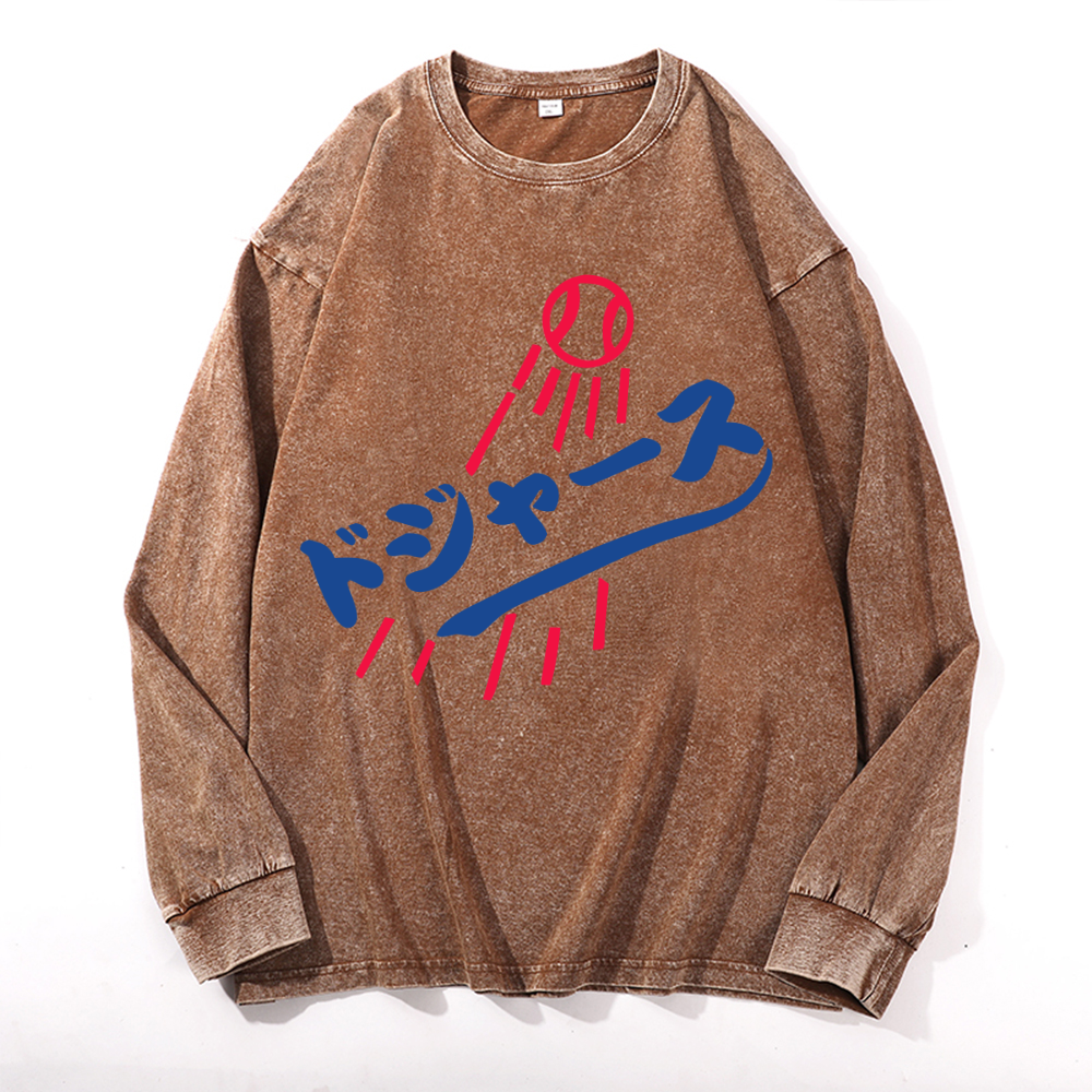 Dream Vintage Cotton Wash Crewneck Long-Sleeve T-Shirt