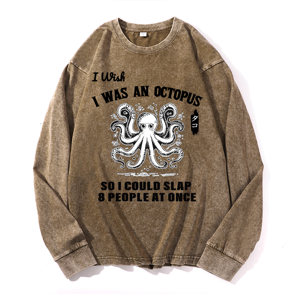 Octopus Vintage Cotton Wash Long-sleeve T-shirt