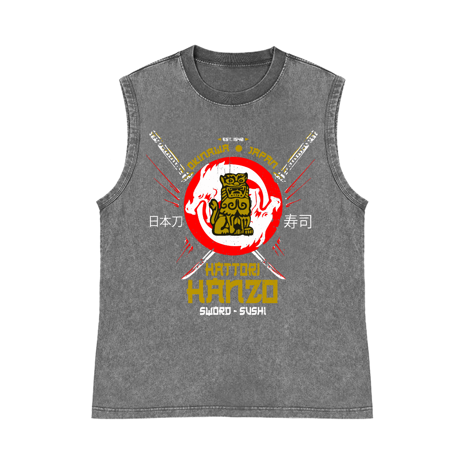 Hattori Hanzo Komainu Pure Cotton Wash-Dyed Sleeveless Tank Top