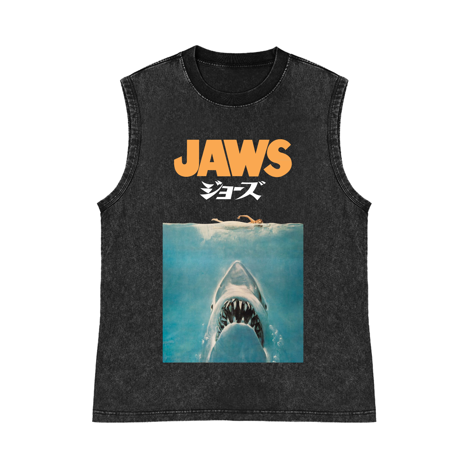 Jaws Shark Pure Cotton Wash-Dyed Sleeveless Tank Top