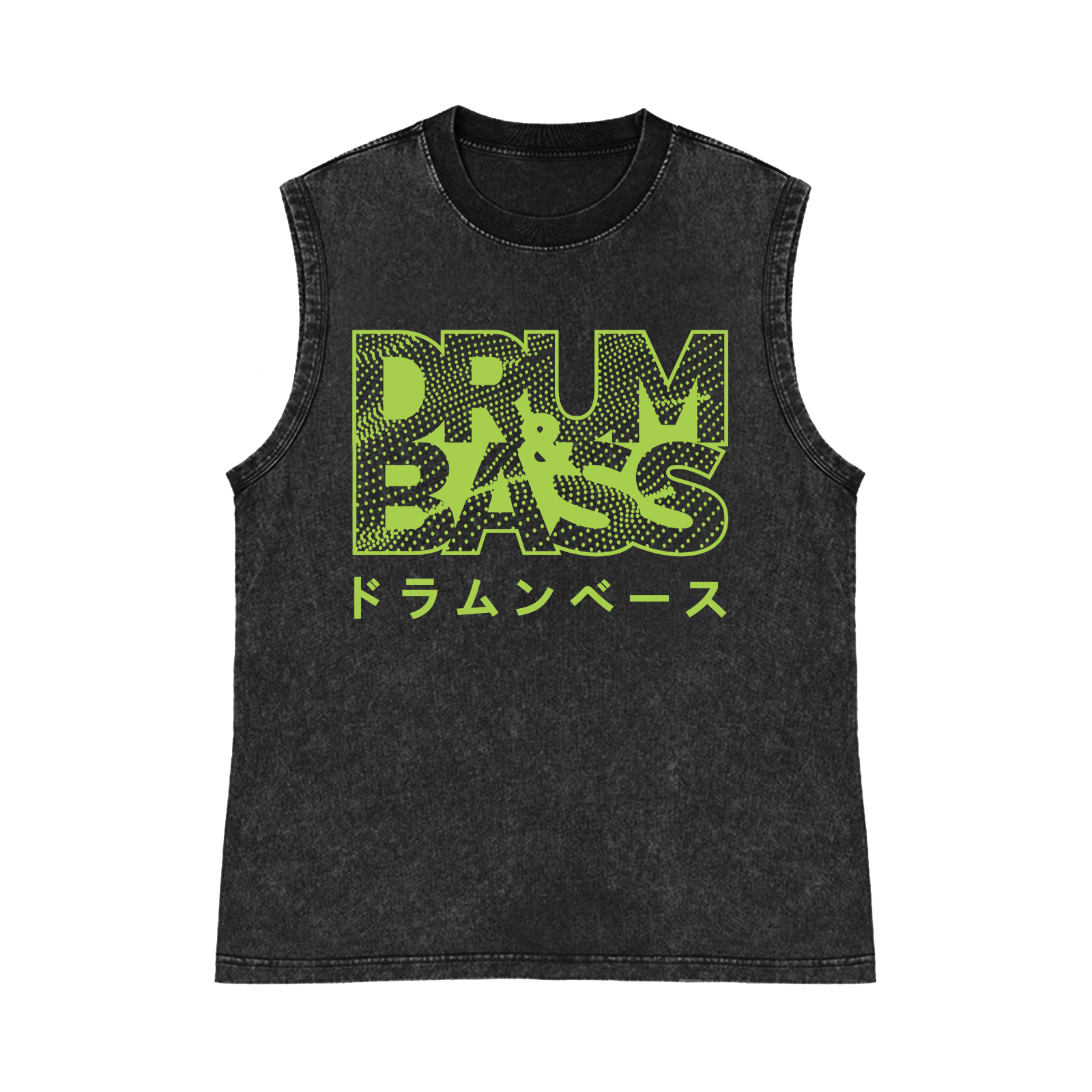 Drum & Bass Pure Cotton Wash-Dyed Sleeveless Tank Top