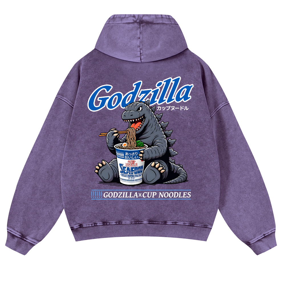 Kaiju Cup Noodles Vintage Washed Cotton Back Art Hoodie