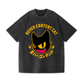 Never Content Cat Vintage Wash Japanese Design T-Shirt