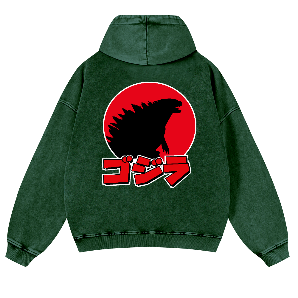 Kaiju Vintage Washed Cotton Back Art Hoodie