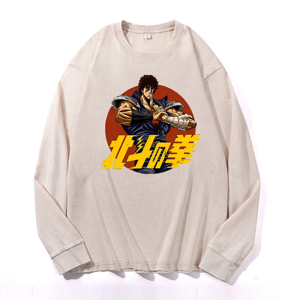 Vintage Cotton Wash Crewneck Long-Sleeve T-Shirt