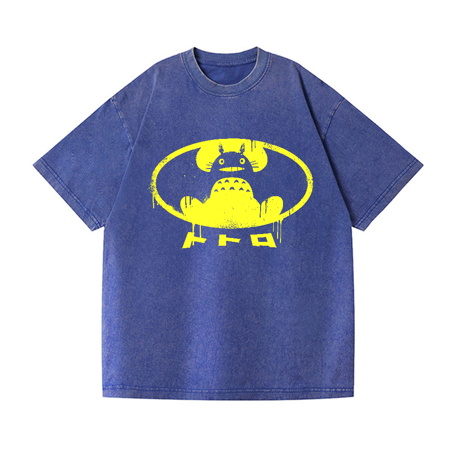 Ghibli Totoro Batman Vintage Wash Japanese Design T-Shirt