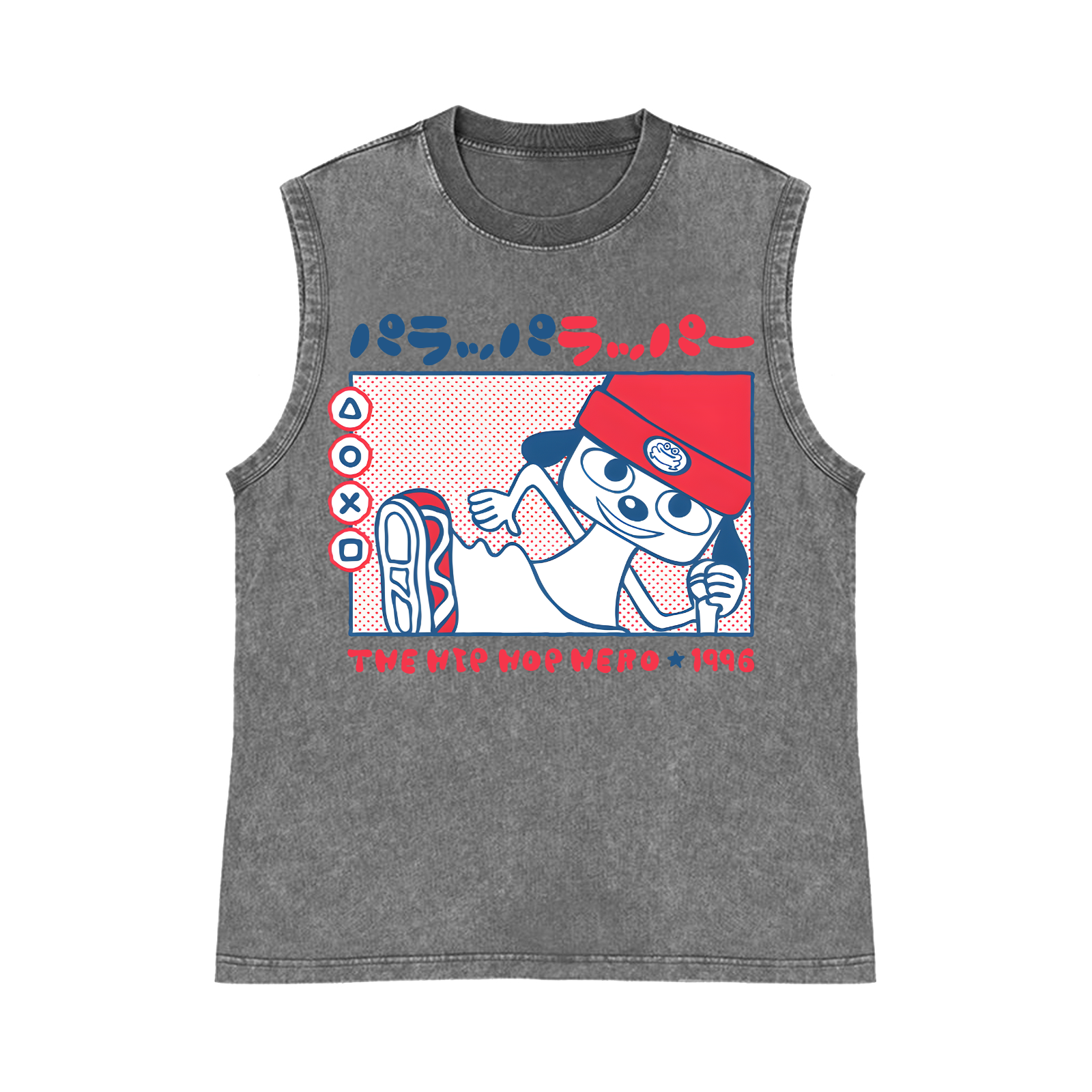 PaRappa the Rapper Pure Cotton Wash-Dyed Sleeveless Tank Top