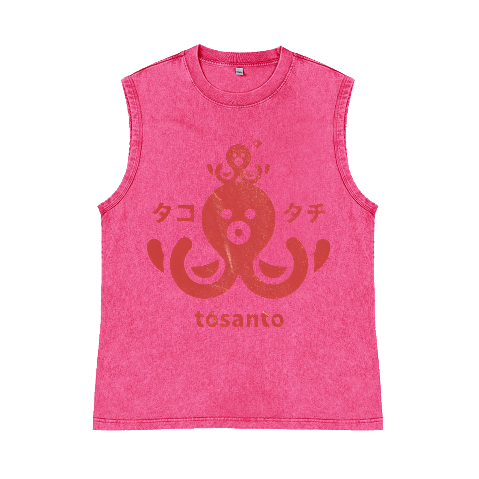 Octopus Pure Cotton Wash-Dyed Sleeveless Tank Top