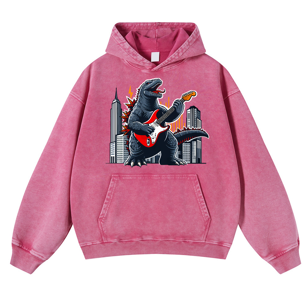Rock Kaiju Vintage Washed Thick Cotton Hoodie